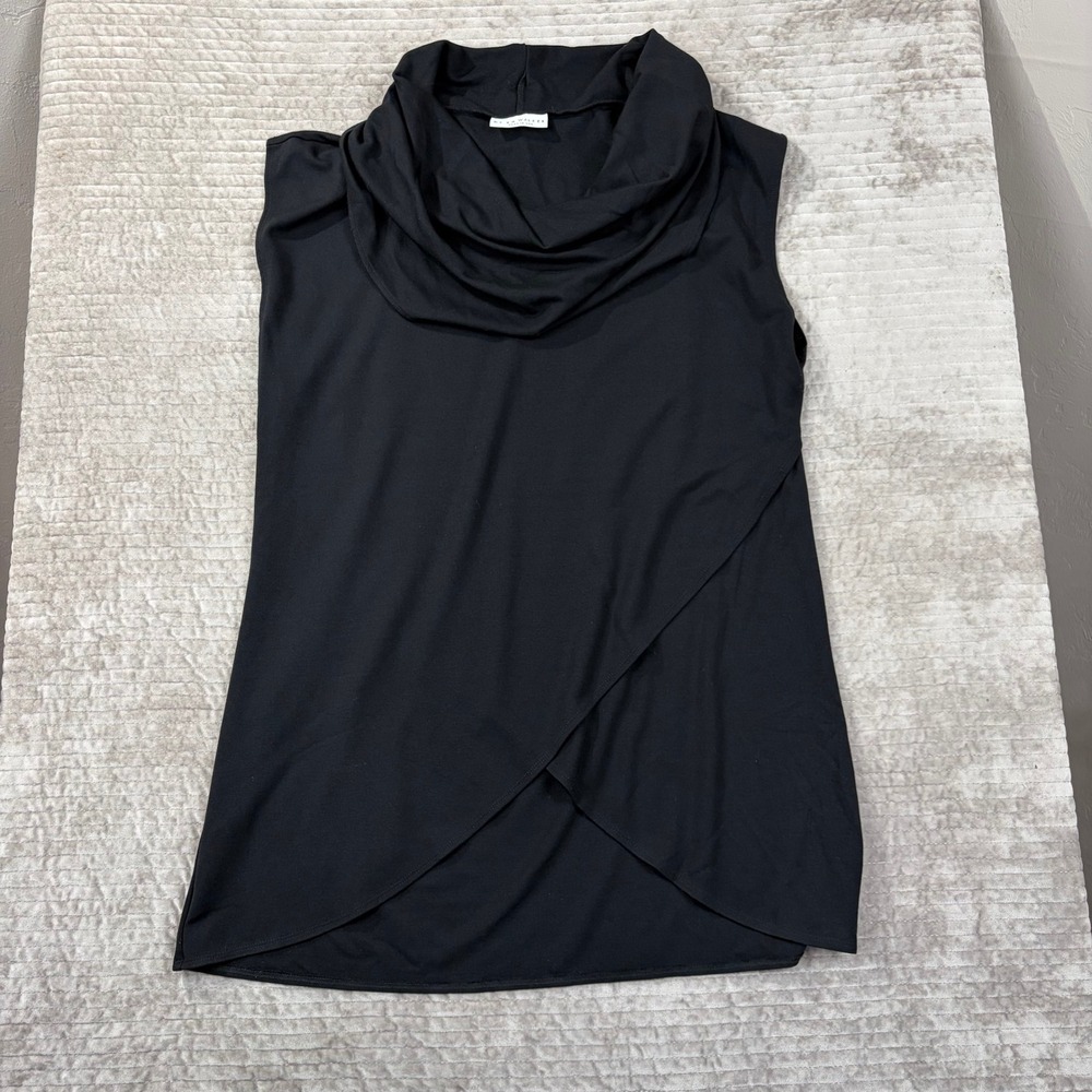 Bryn‎ Walker Cowl Neck Tulip Hem Sleeveless Top Black Modal Blend Size M USA
